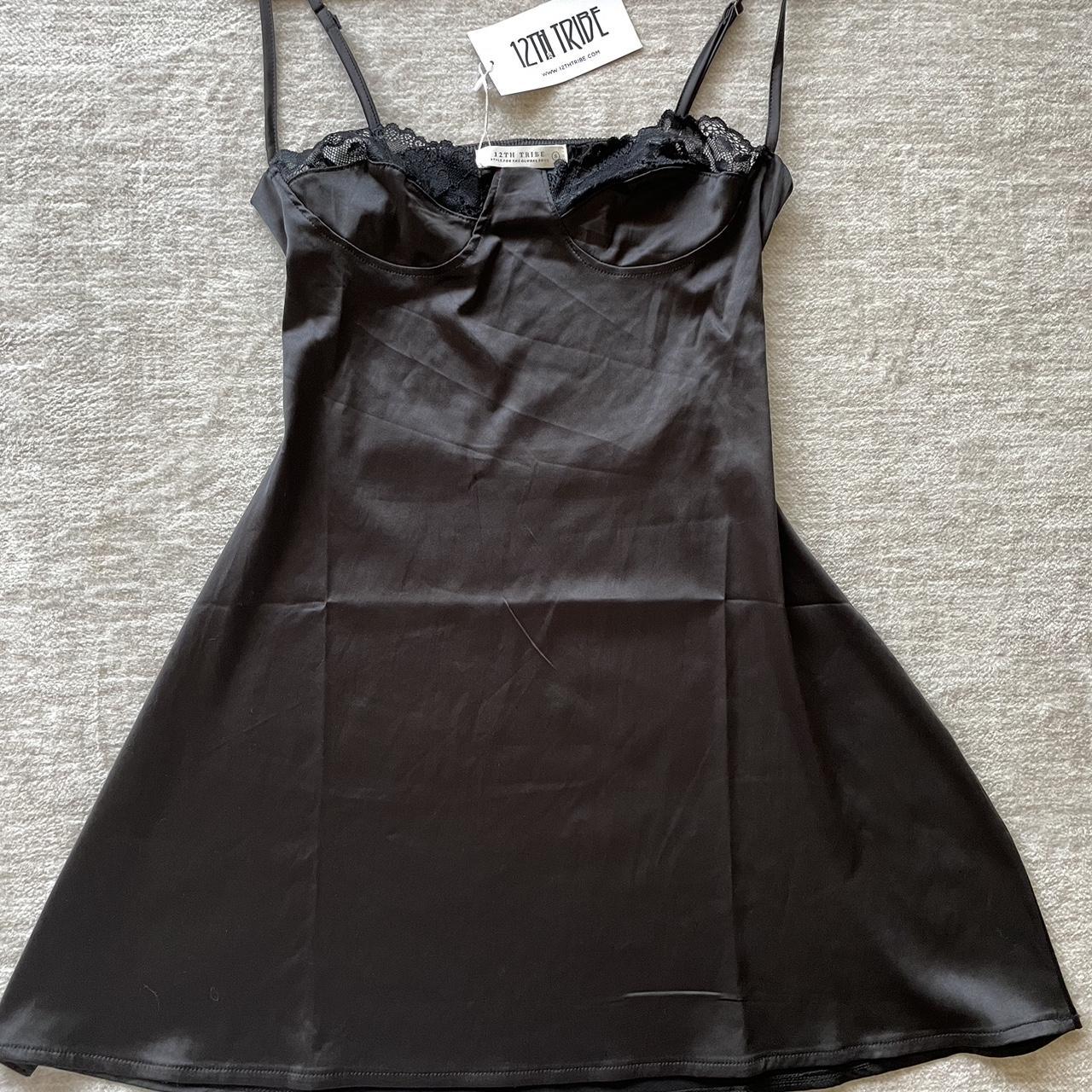 12th Tribe Candace Black Mini Slip Dress - Bought... - Depop