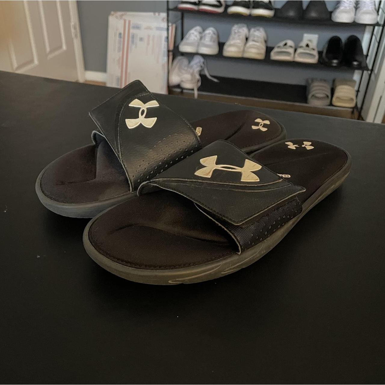 blue under armour slides