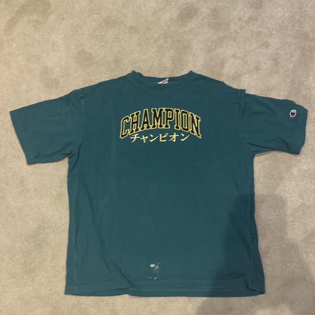 Champion Men's Green T-shirt | Depop