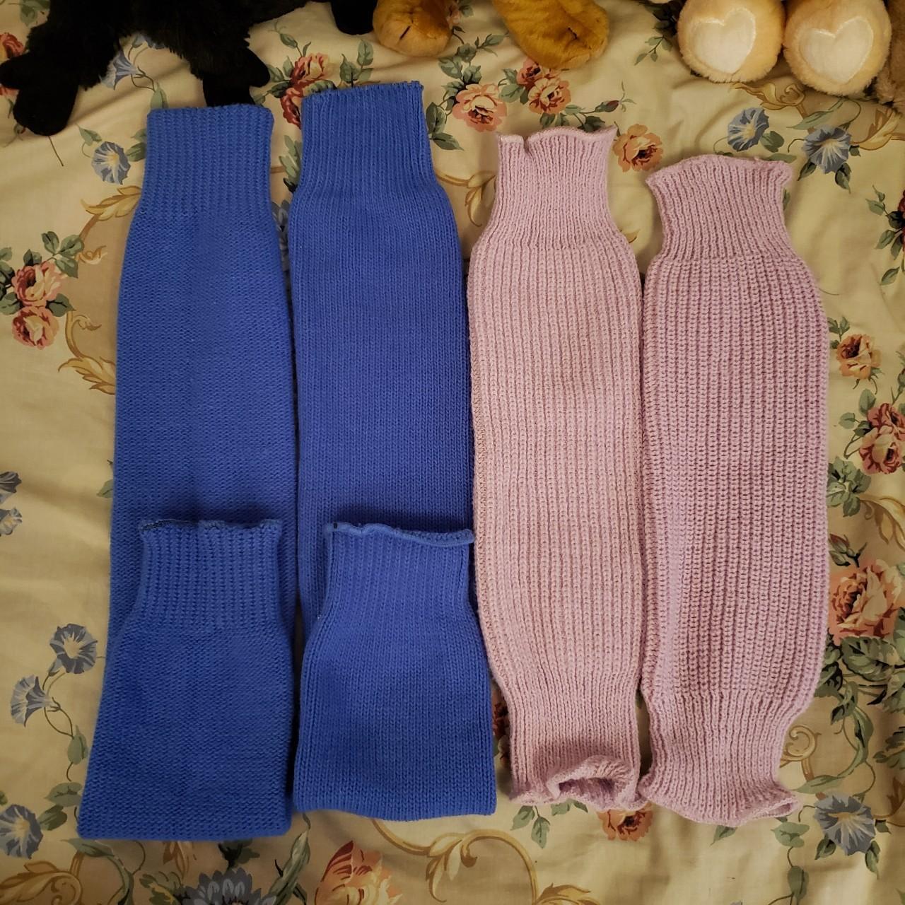 Vintage 80s Two Pairs of Leg Warmers blue and light - Depop