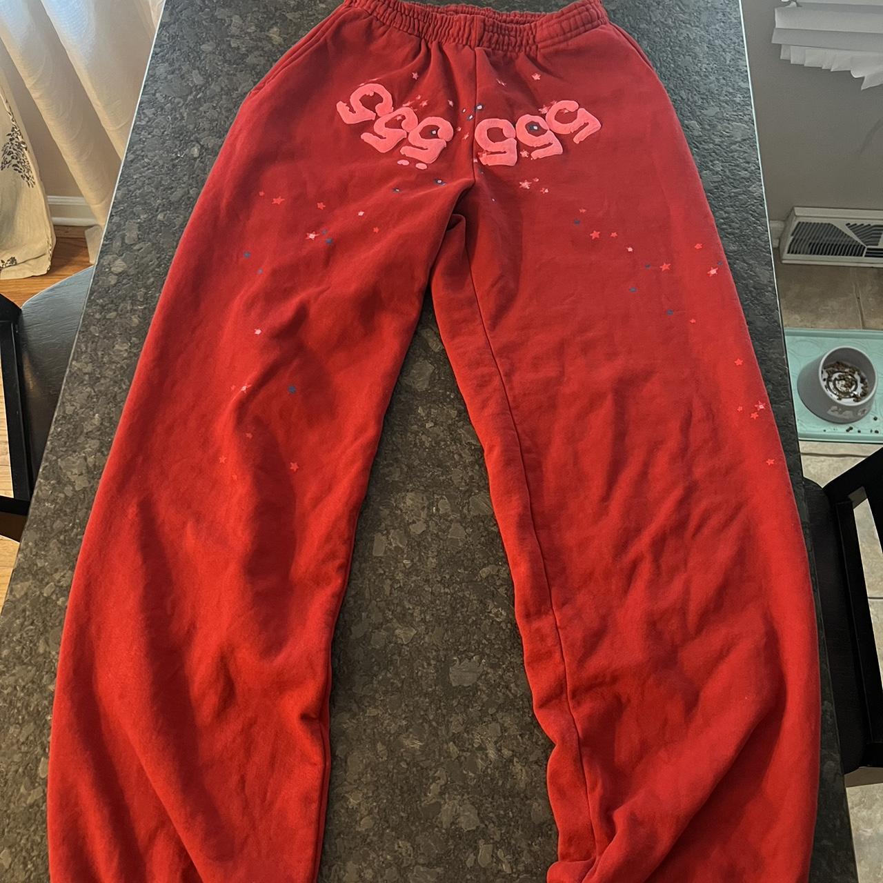 Sp5der Red Sweatpants | Worn twice and open to... - Depop