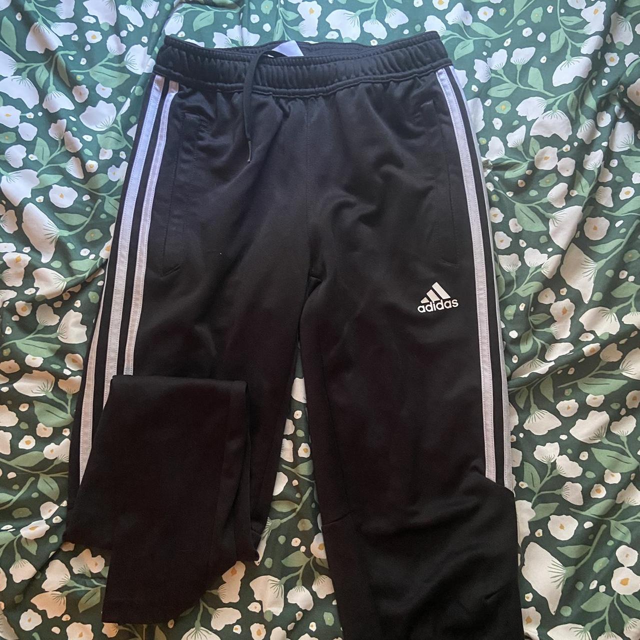 🥭 Adidas Black and White Ankle Zip Joggers 🥭 Medium... - Depop