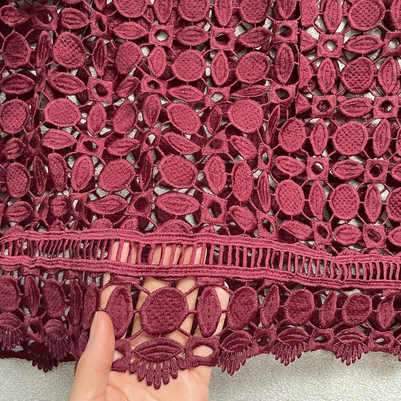 wine lace cutout MIDIlength skirt U.K.... Depop