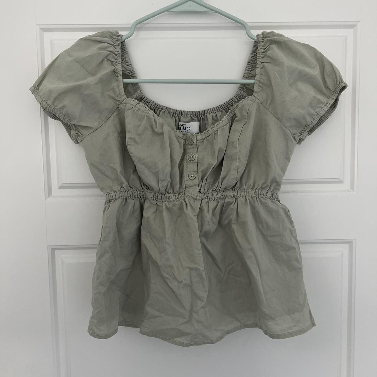 Hollister Sage Green babydoll top Depop