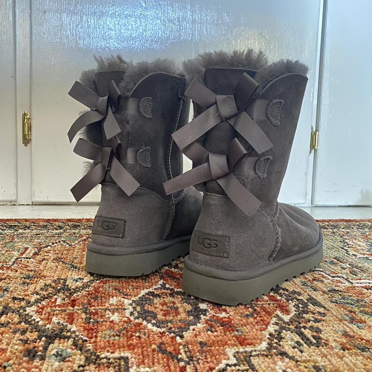 UGG grey Bailey Bow Boots So warm and soft Very... - Depop