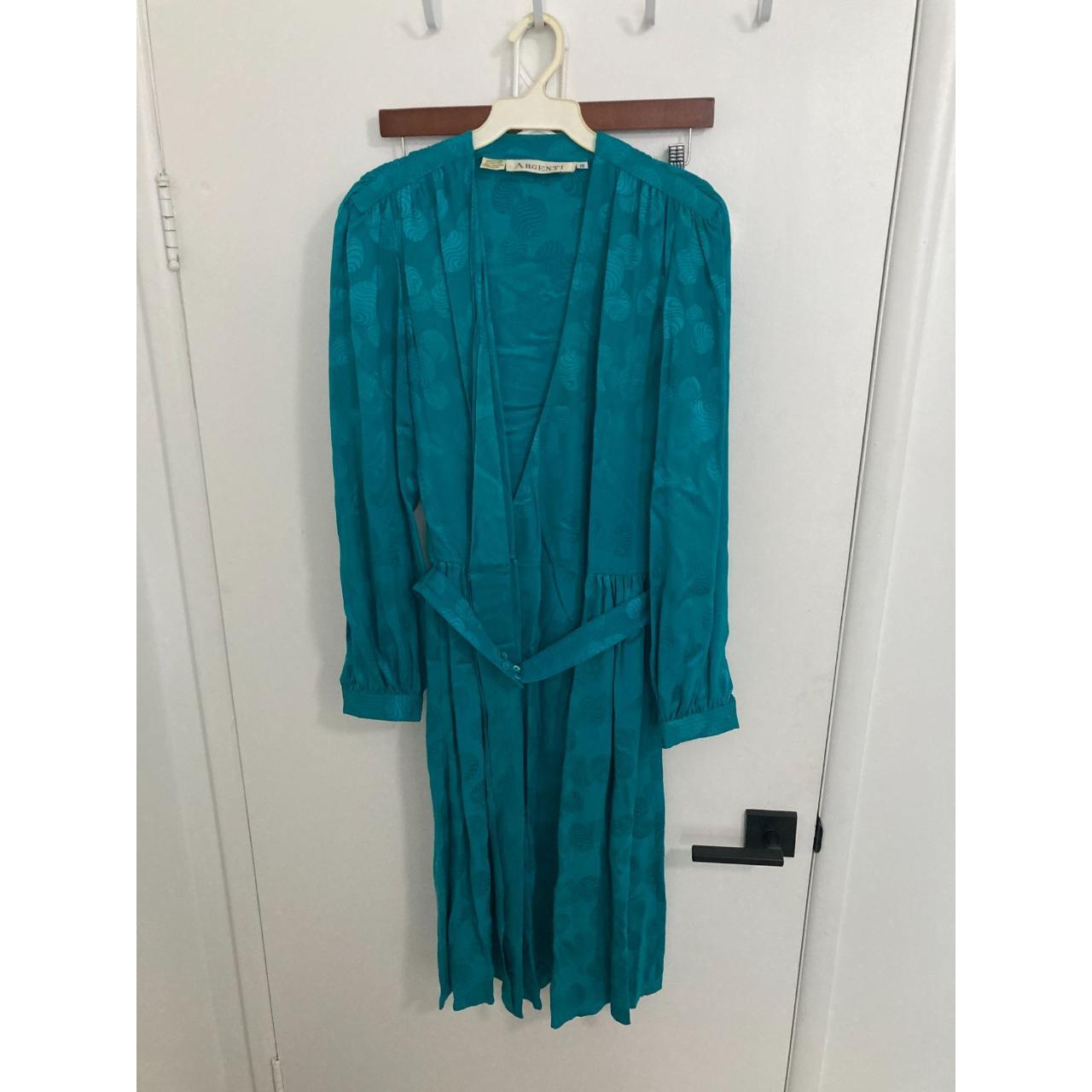 Vintage 80s Teal Belted outlet Dress