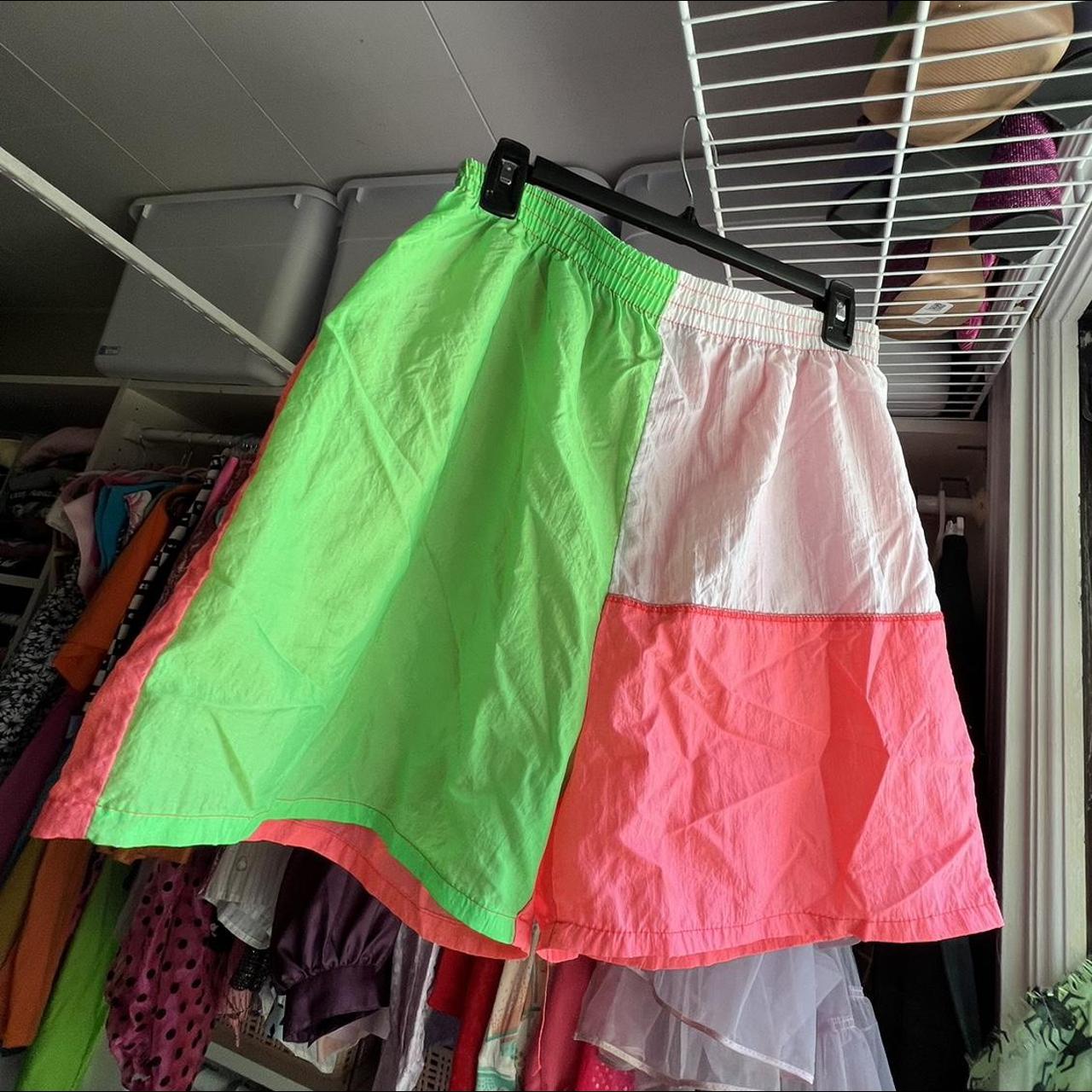 Stefano Women's Pink and Green Shorts | Depop