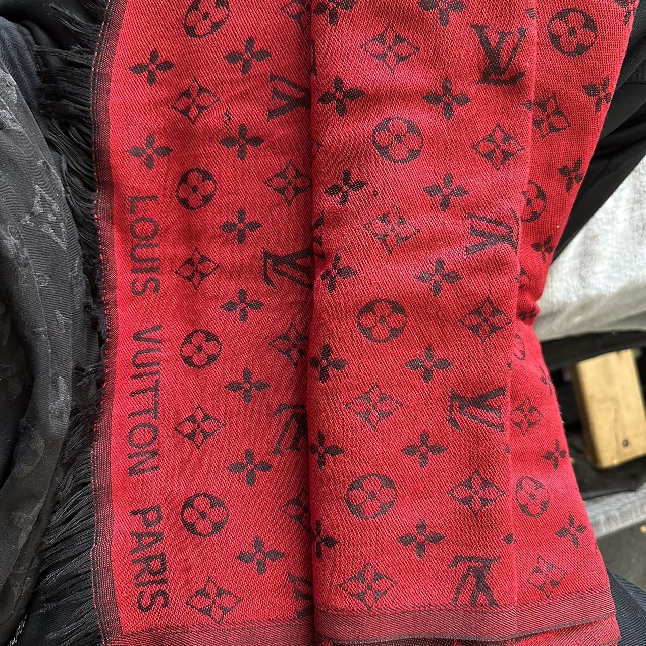 Red and black Louis Vuitton scarf - Depop