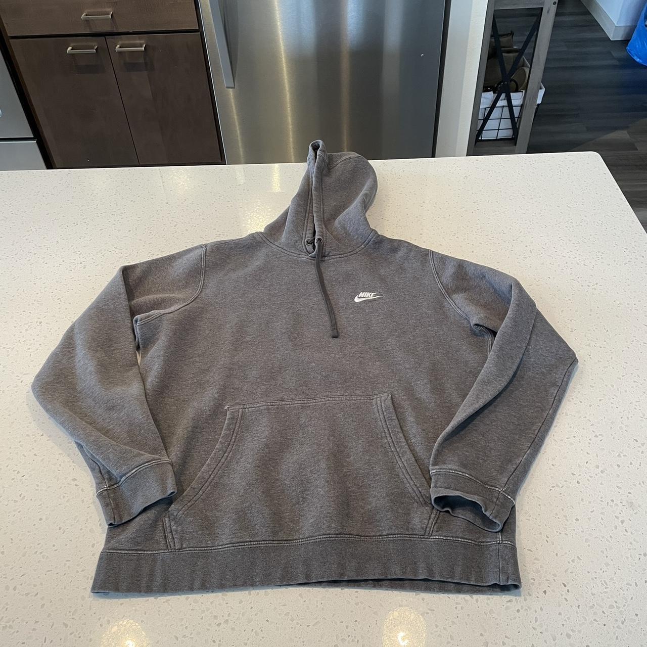 nike hoodie swoosh grey