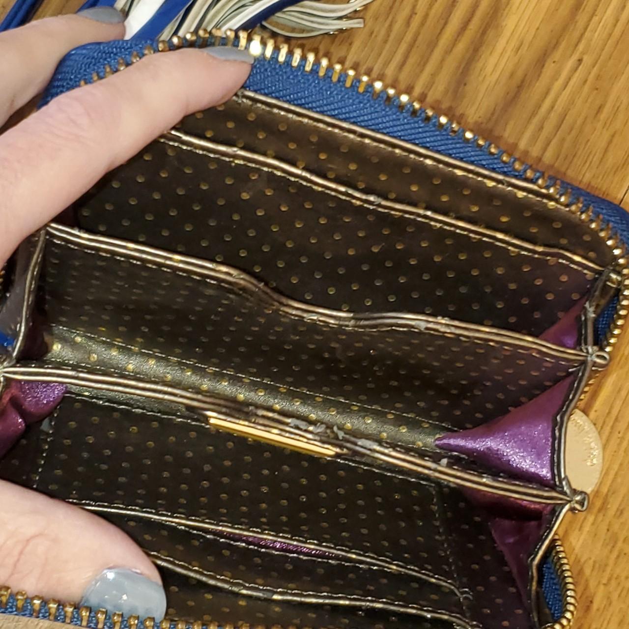 deux lux Wallet Zip Around Wristlet Blue Patent w/ - Depop