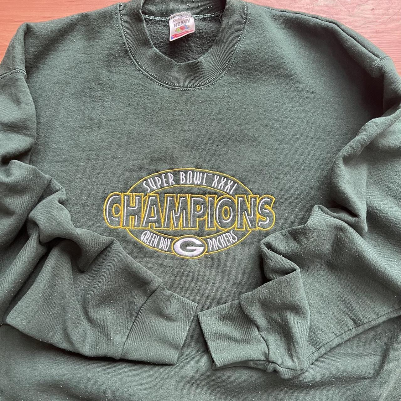 1997 Green Bay Packers Super Bowl Champions Crewneck - Depop