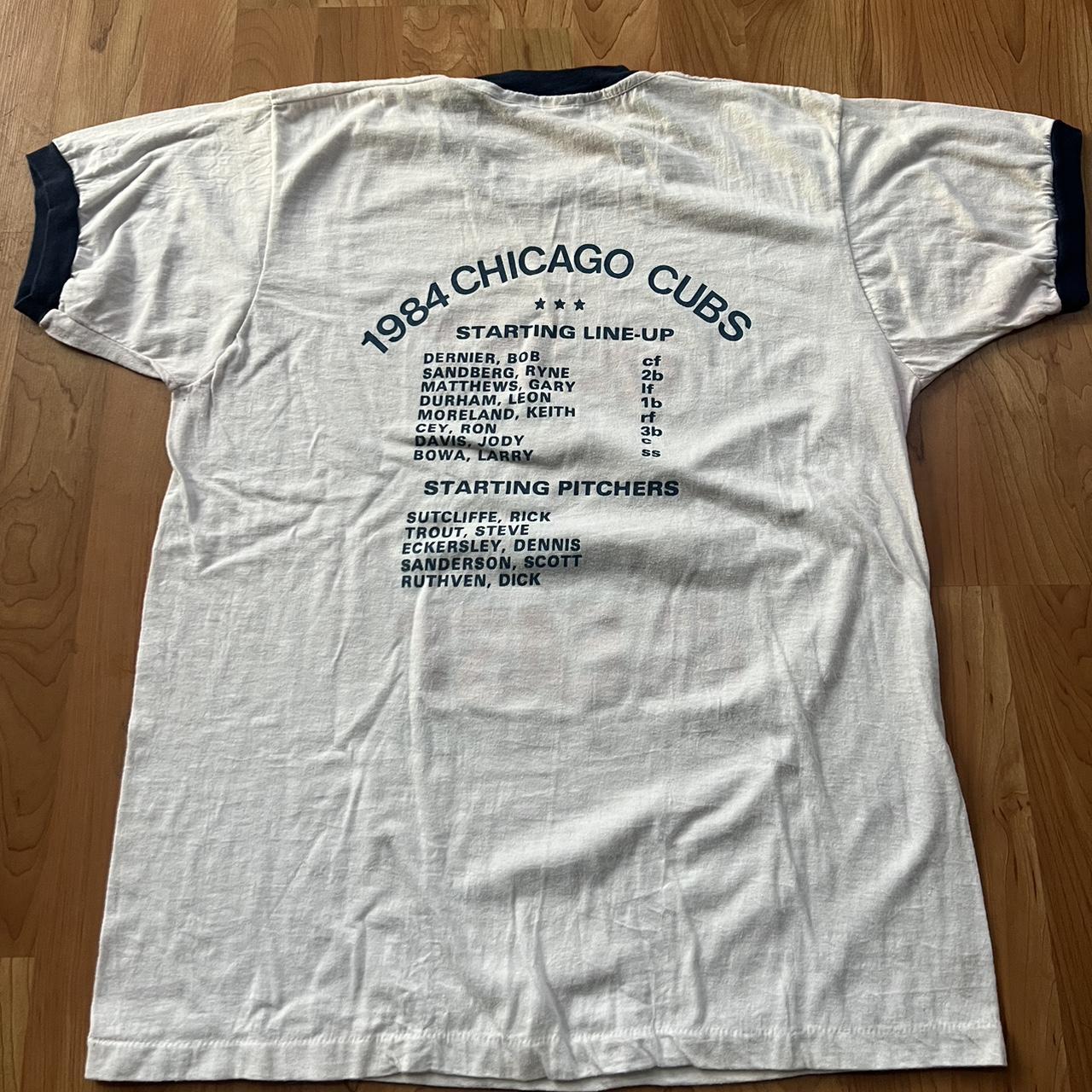 80s 1984 Chicago Cubs Fever Vintage Ringer Tee T-shirt White 