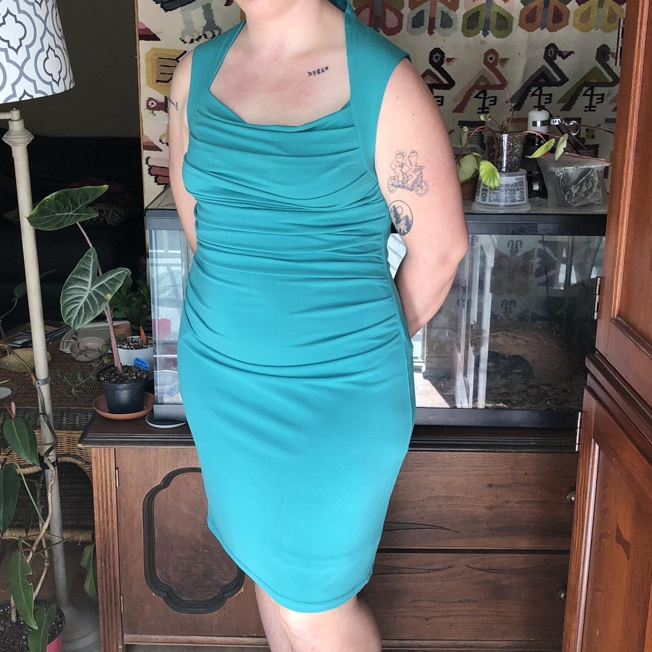 Teal Spense Dress , Dress with runched bodice and...