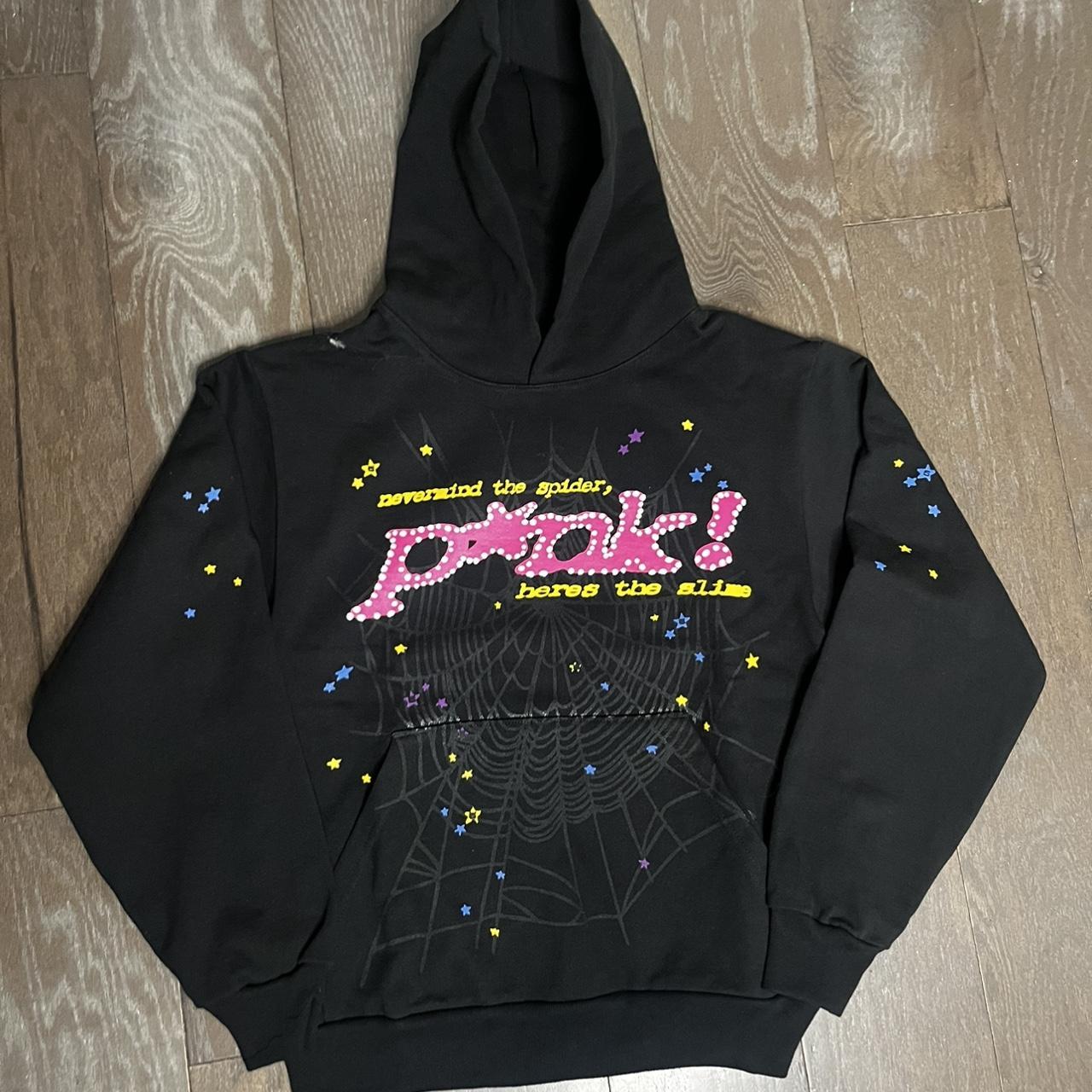 Sp5der Worldwide Black Punk Hoodie Authentic Size | Depop