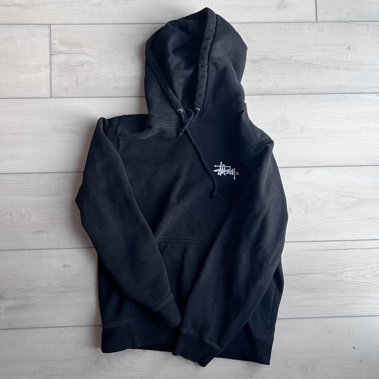 Stussy Basic Black Graphic Logo Hoodie Size:... - Depop