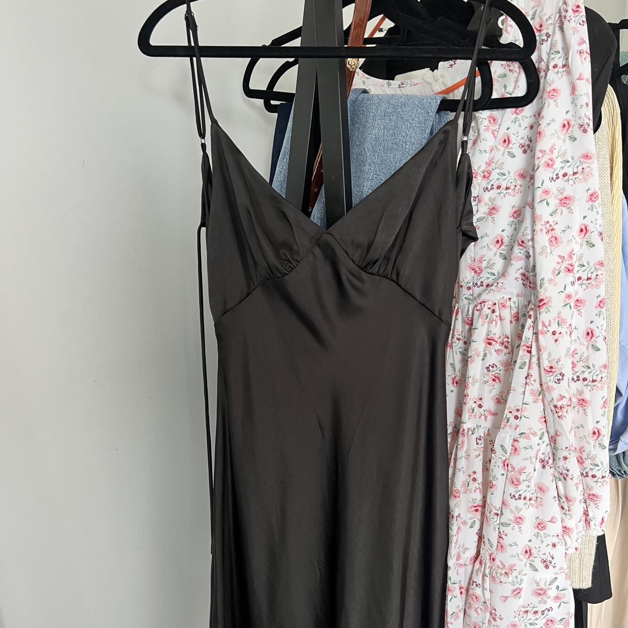 Black maxi slip dress with tie back detail - perfect... - Depop