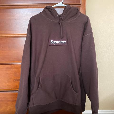 Supreme FW21 Brown Box Logo Hoodie XL Tried on and... - Depop