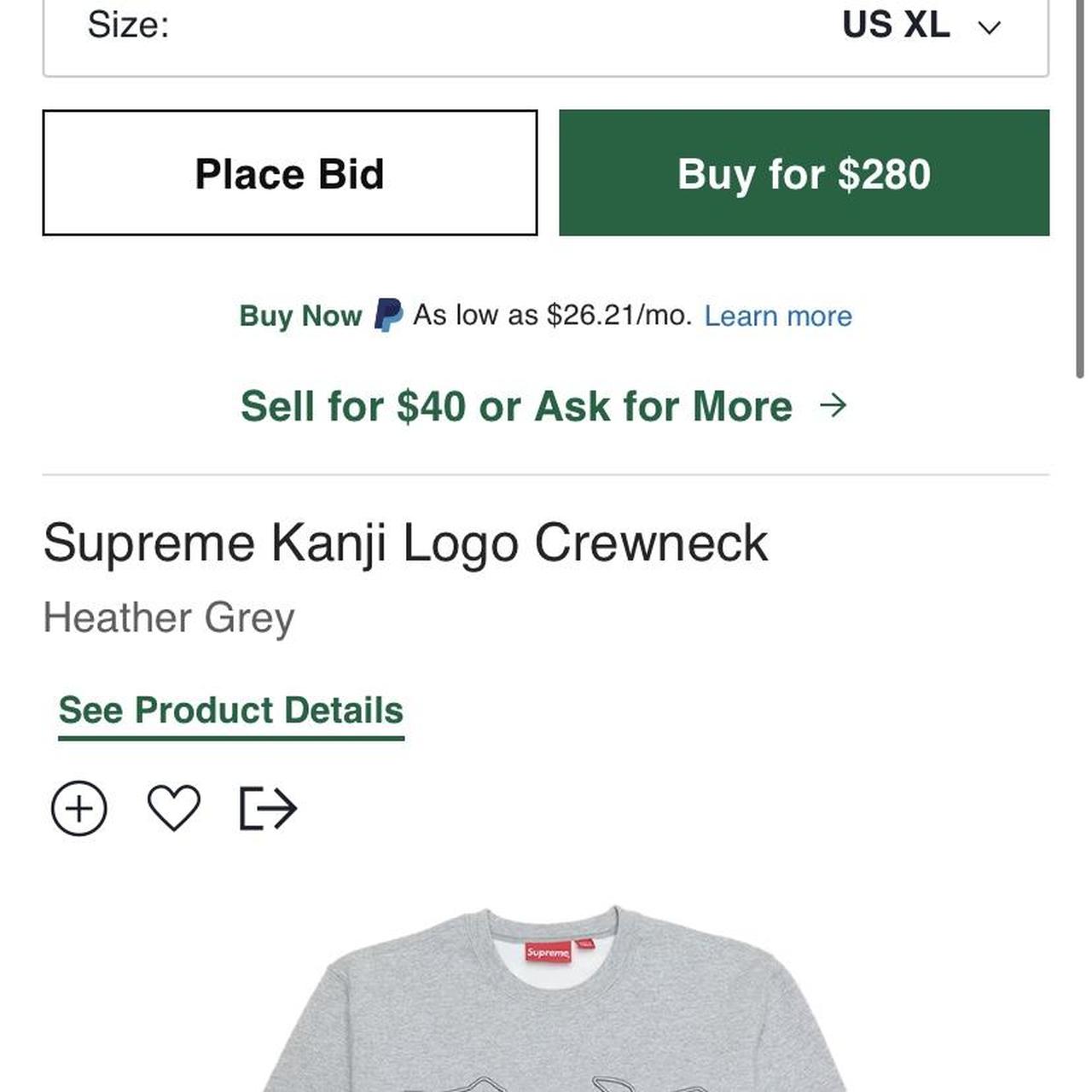 Supreme Kanjii Crewneck Grey XL very comfortable - Depop