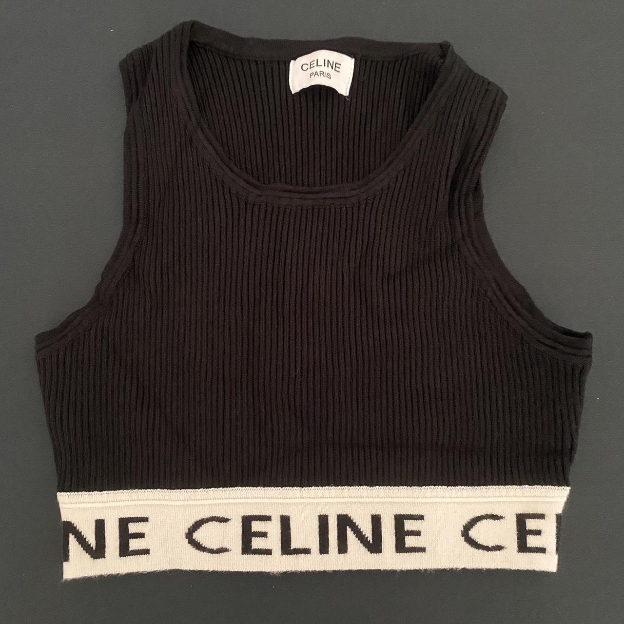 Celine cropped top size small #celine #croppedtop - Depop