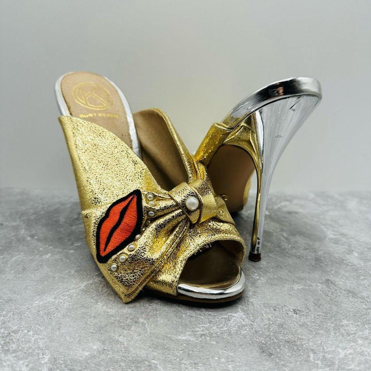 Antique gold shoes sales heels