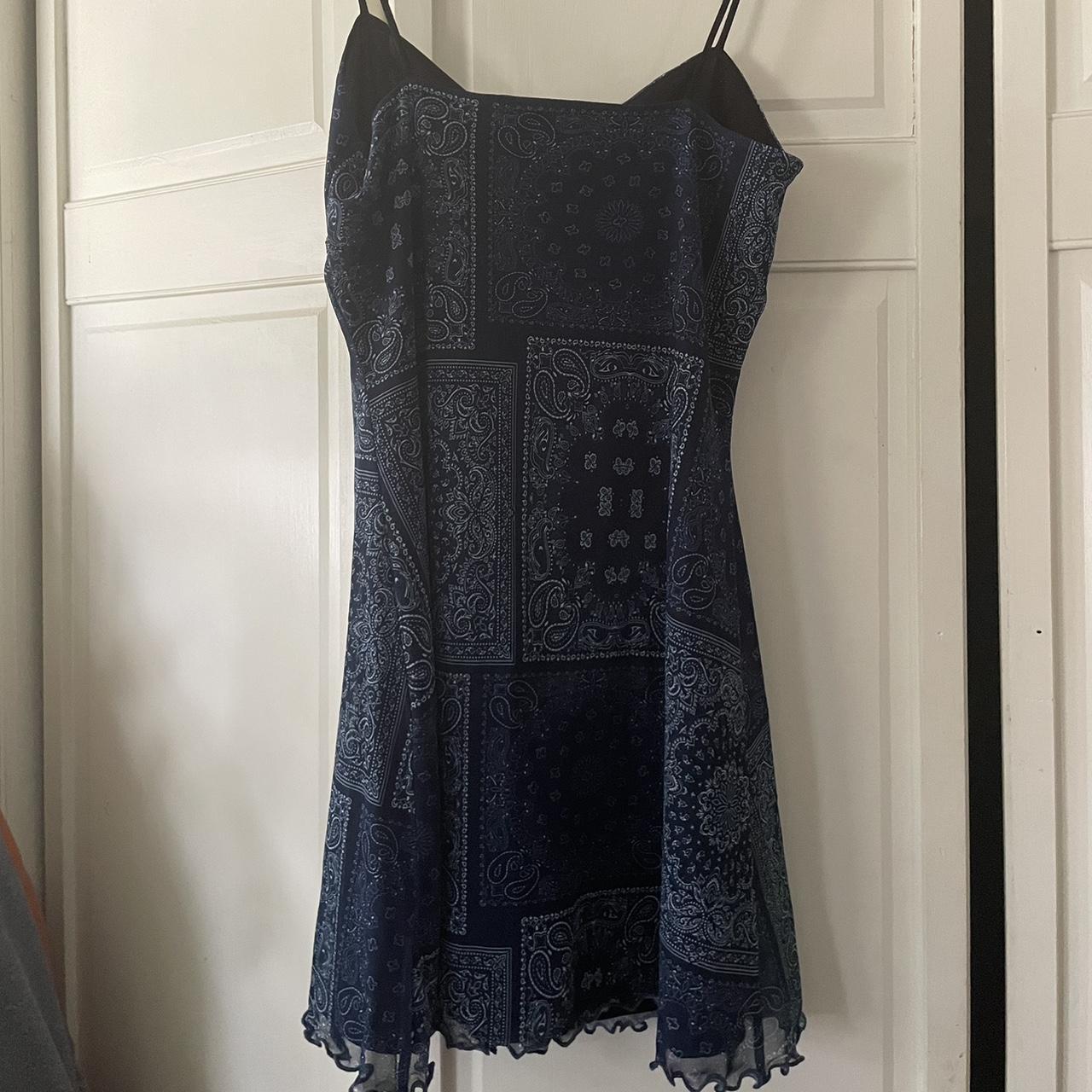 Urban Outfitters Blue Bandana Dress size Small Tie... - Depop