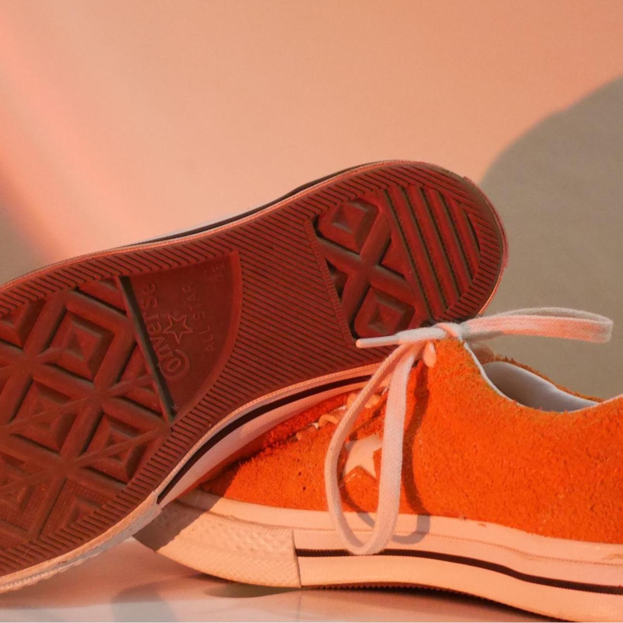 Converse Women's Orange and White Trainers Depop