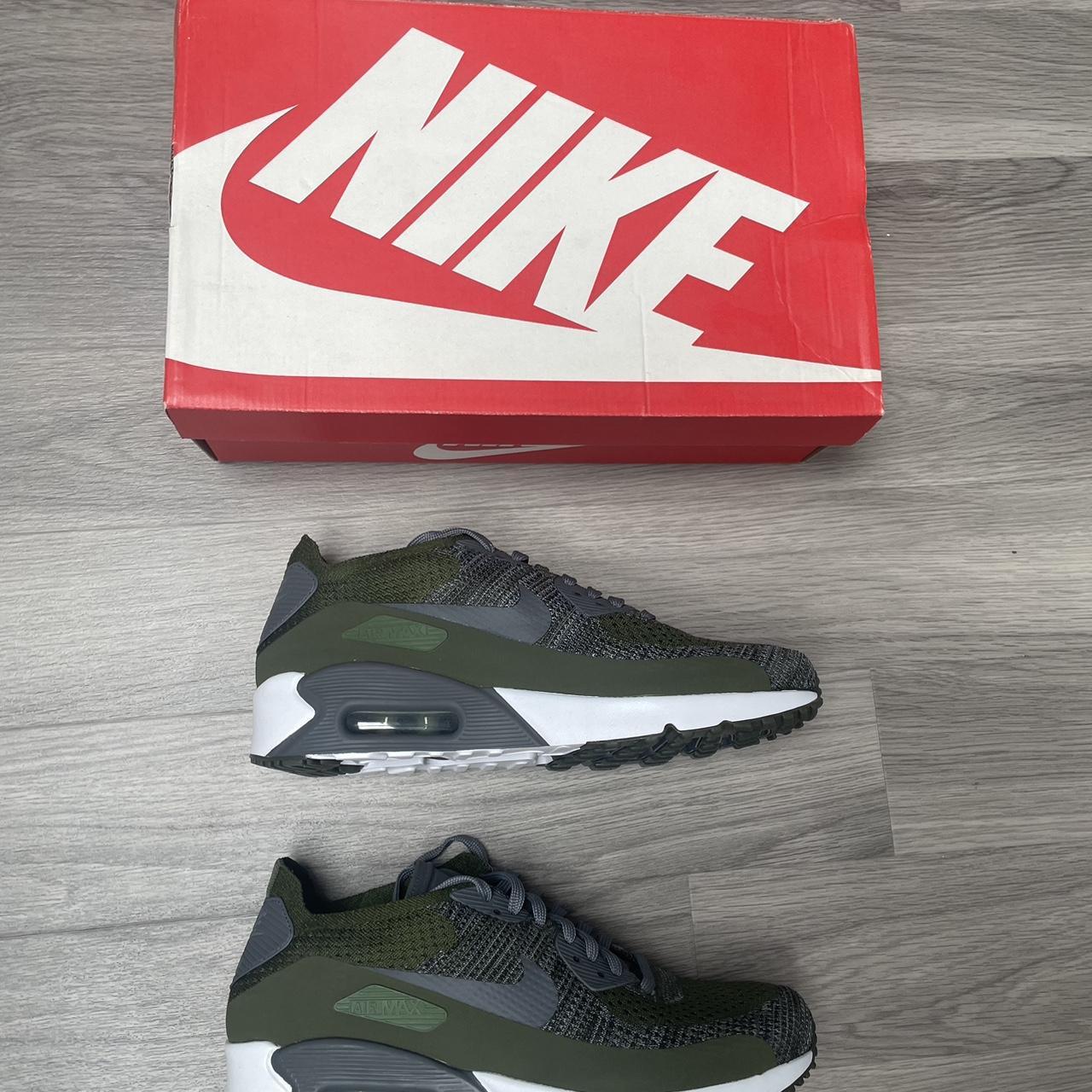 Nike air max 90 flyknit olive/grey uk 7 #nike... - Depop