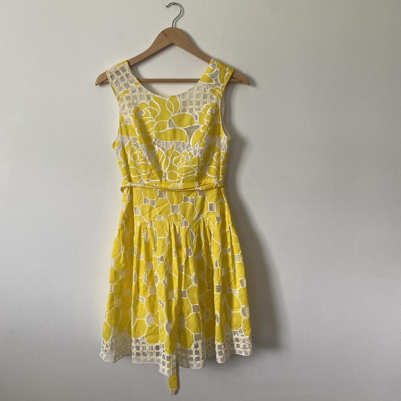 Robbie Bee Yellow Rose Embroidered cocktail Dress,... - Depop