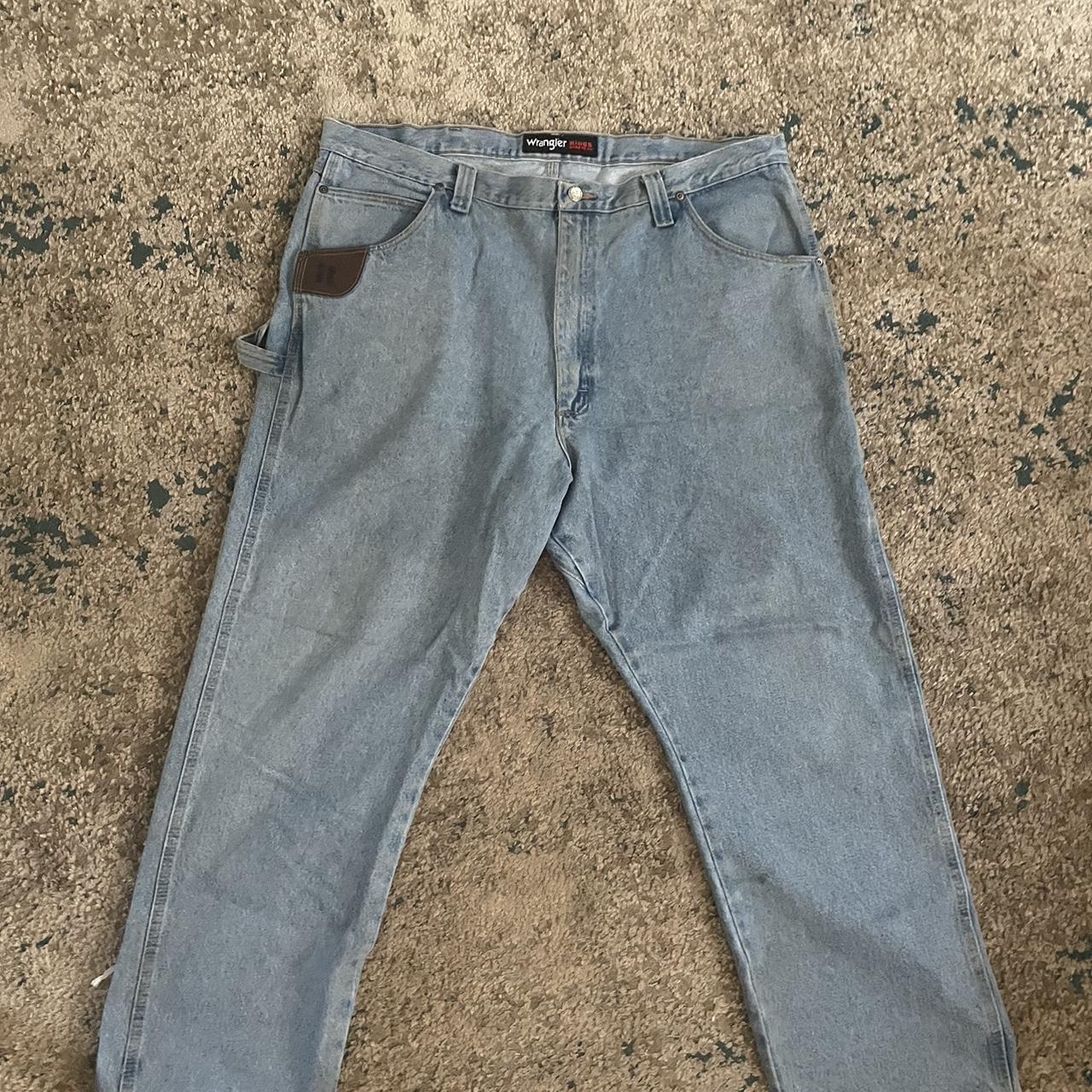 Wrangler Carpenter Workwear Jeans Light Blue 36x32 - Depop