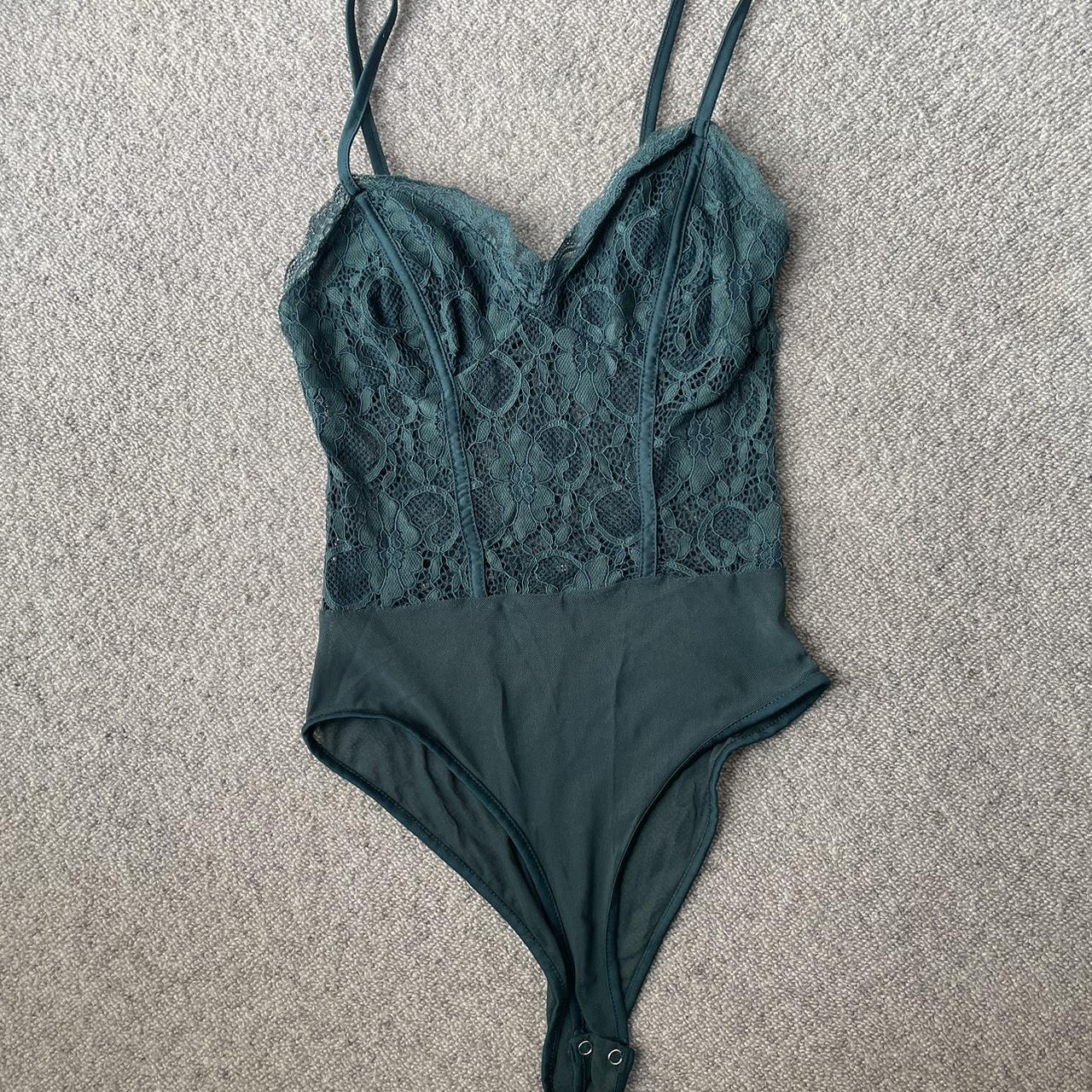 New Look lace bodysuit in green size 8. Some signs... - Depop