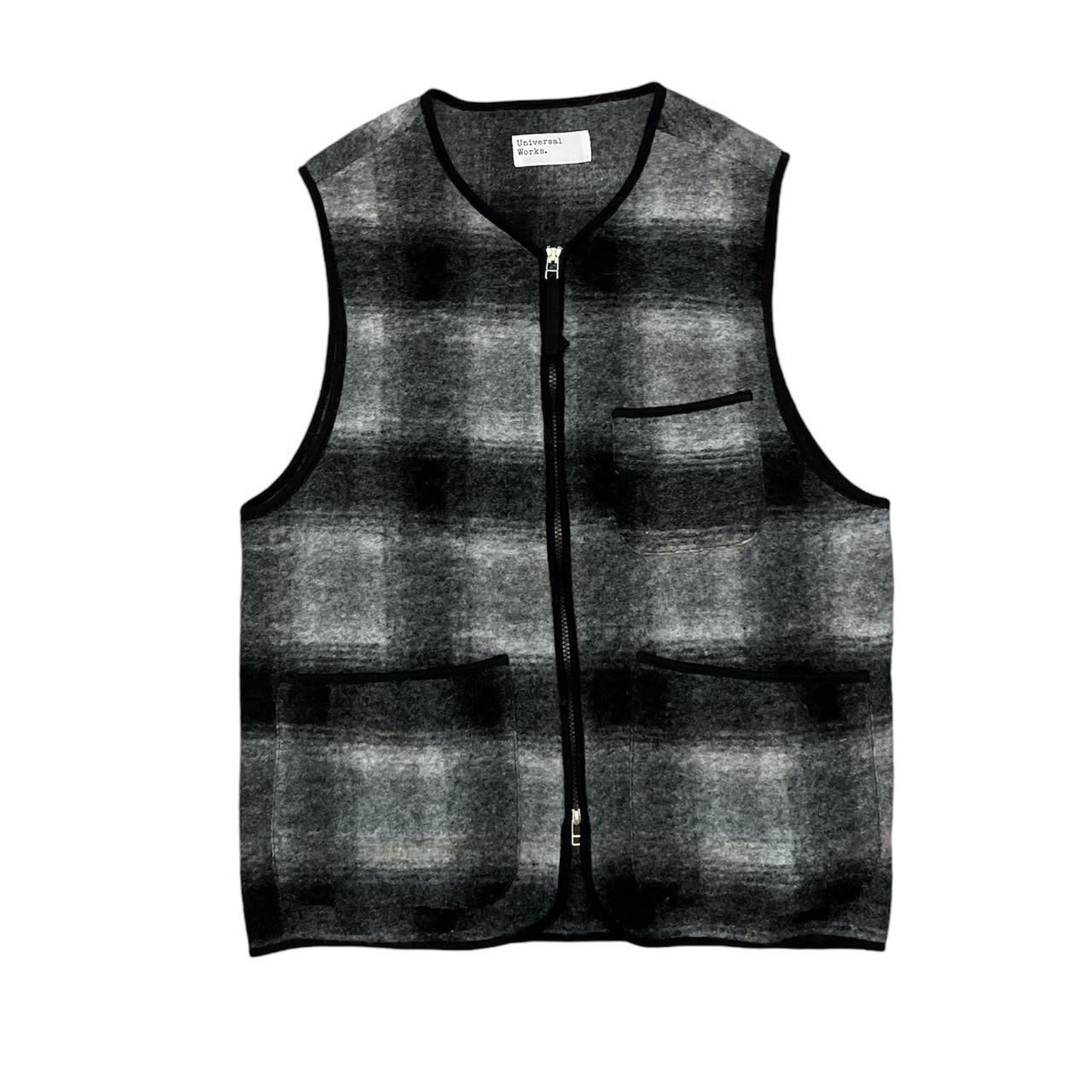 UNIVERSAL WORKS CHECK WOOL FLEECE ZIP Depop