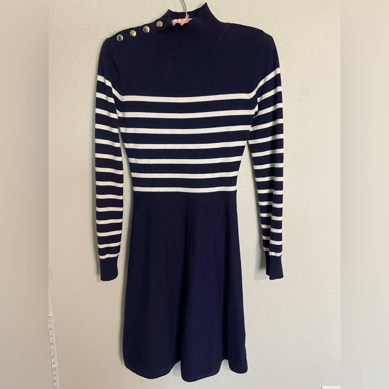 Eliza j stripe outlet fit and flare dress