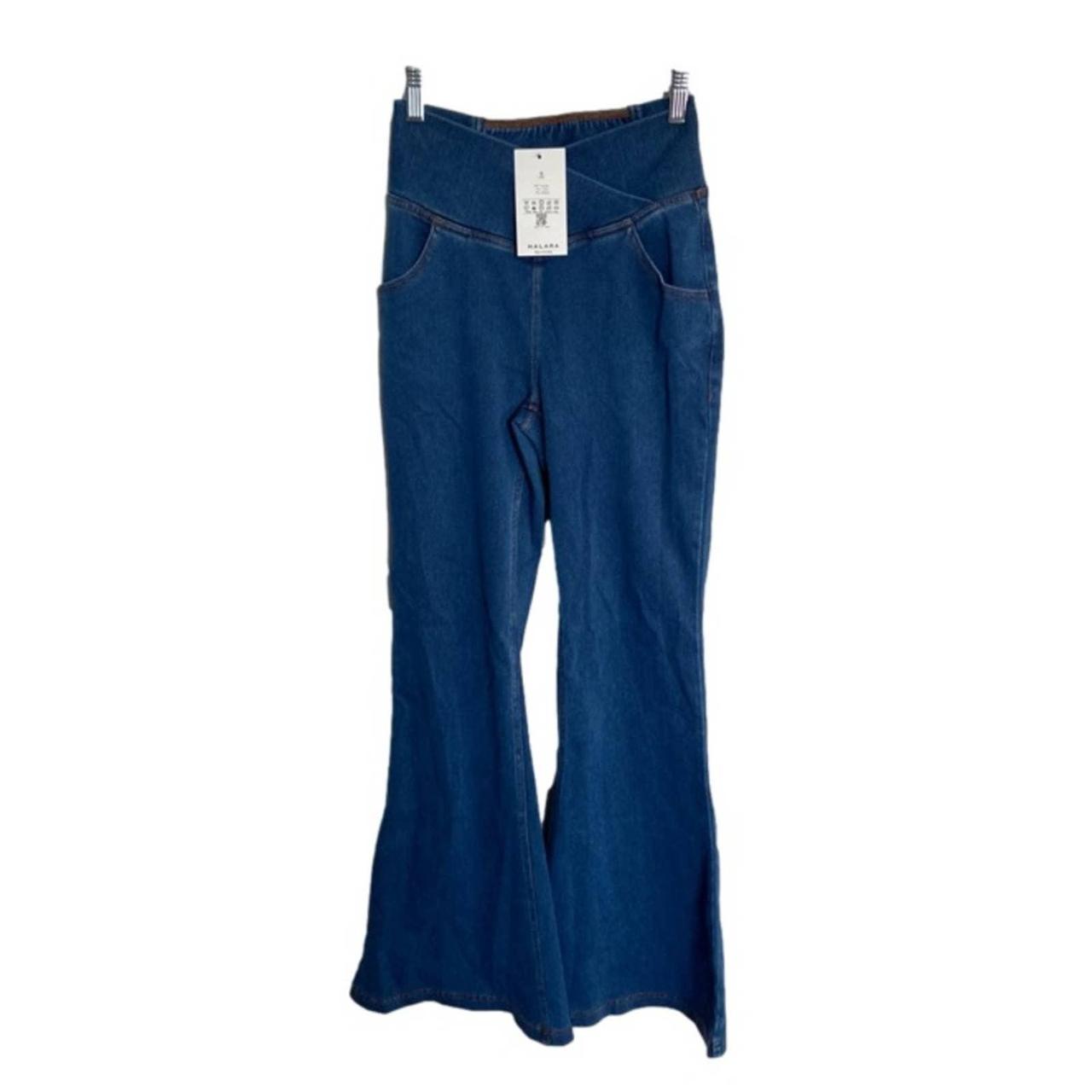 Women's HalaraMagic™ High Waisted Crossover Pocket Washed Stretchy Knit  Casual Super Flare Fleece Jeans - Halara