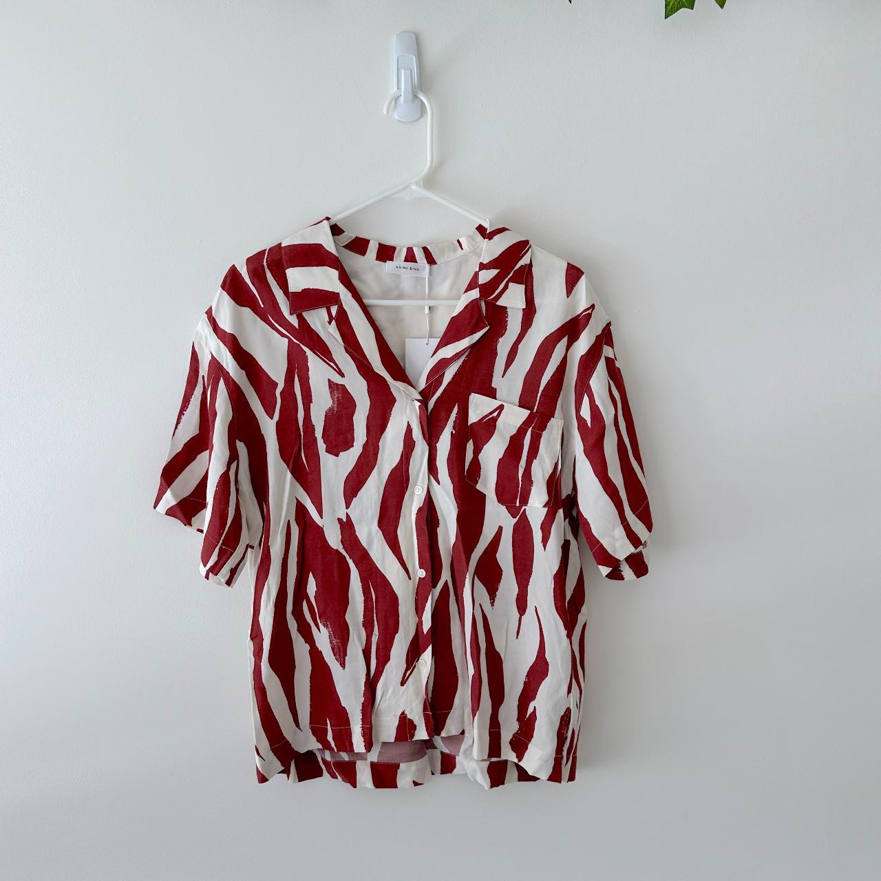 Anine Bing Benji Shirt In Red Zebra Size M Brand Depop