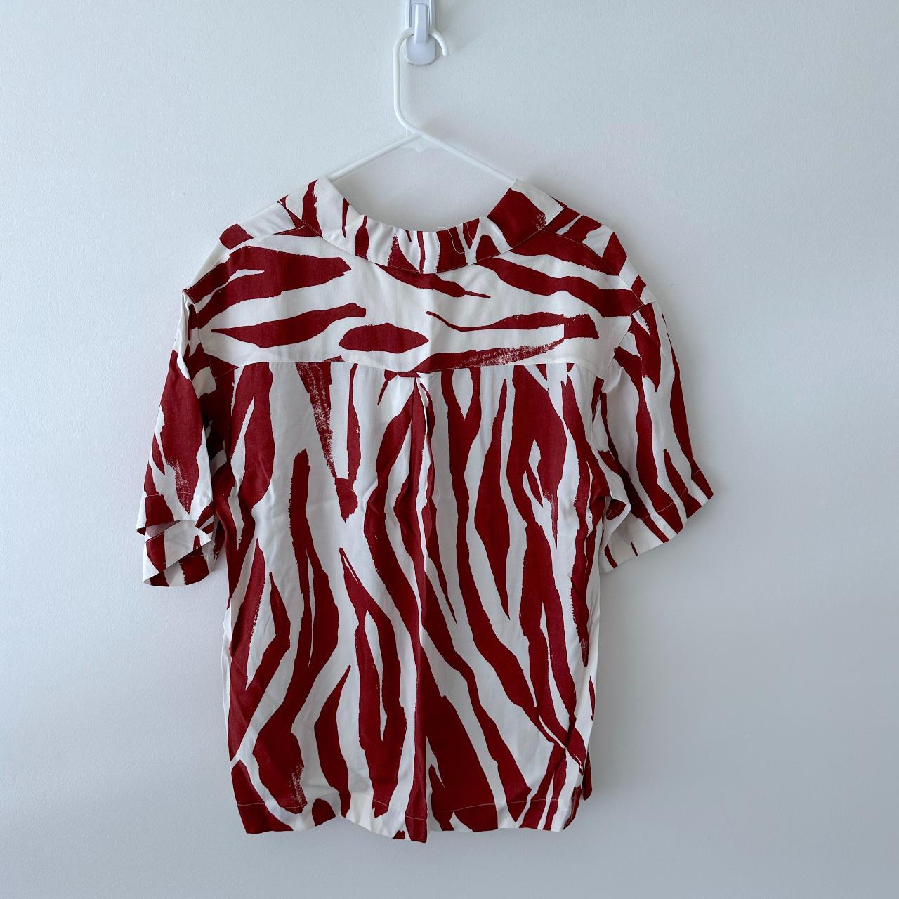 Anine Bing Benji Shirt In Red Zebra Size M Brand Depop