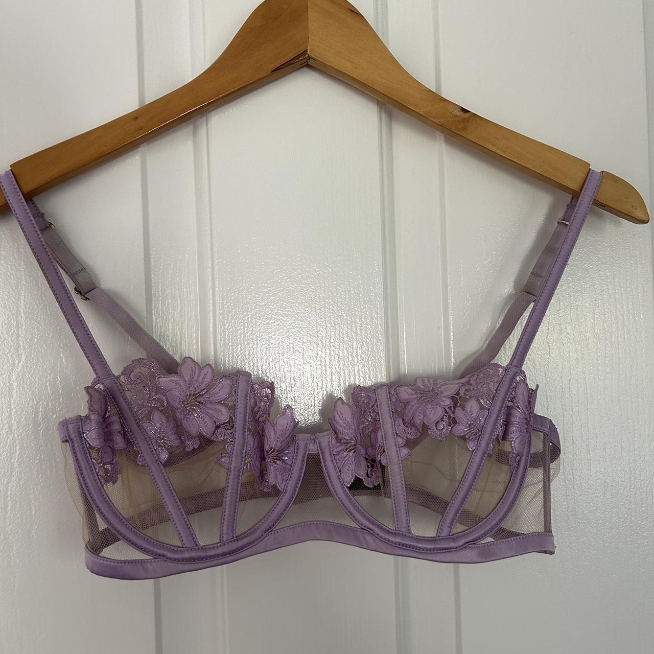 Honey Birdette bra with nude mesh, likely size 10D... - Depop