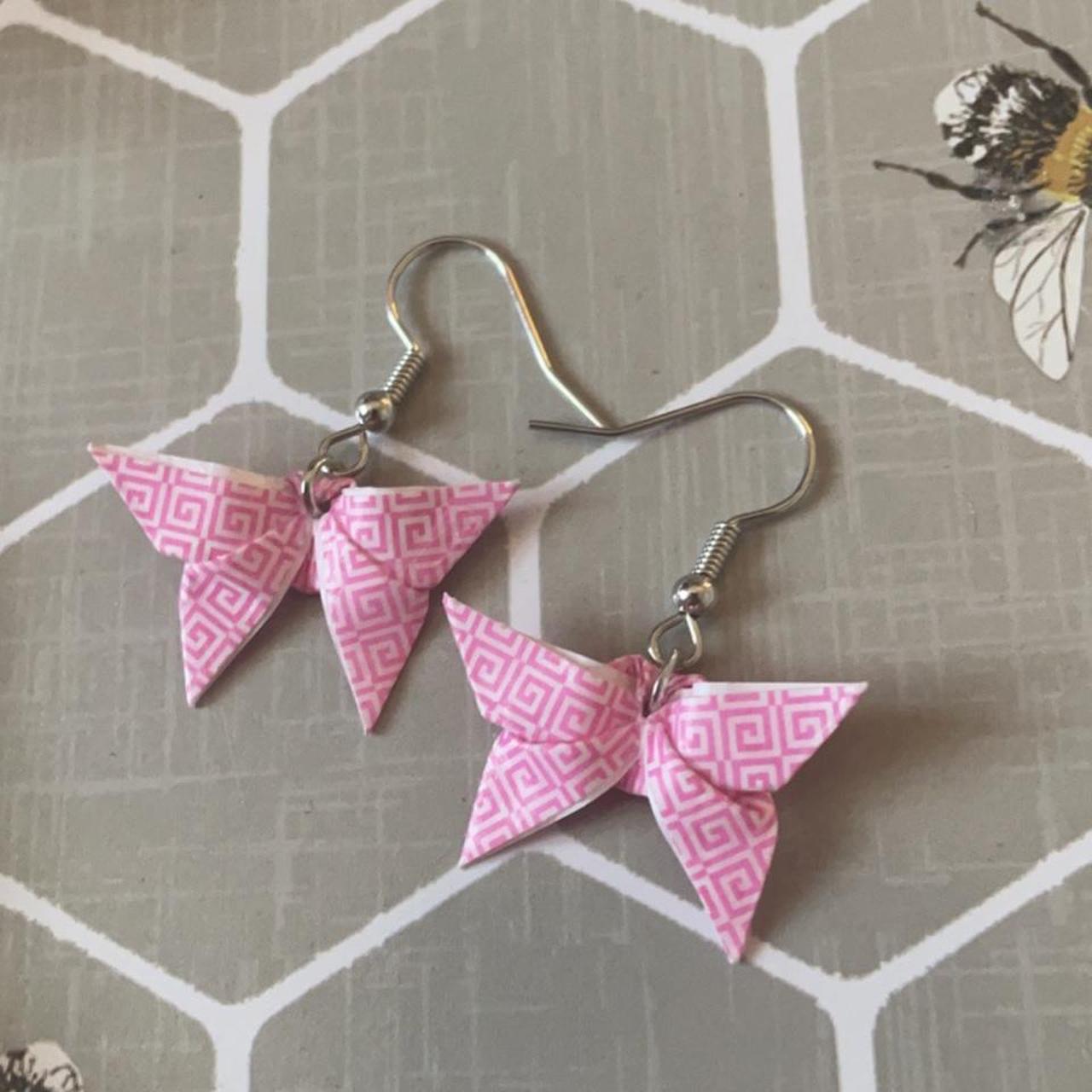 Handmade origami butterfly earrings. Never worn,... Depop