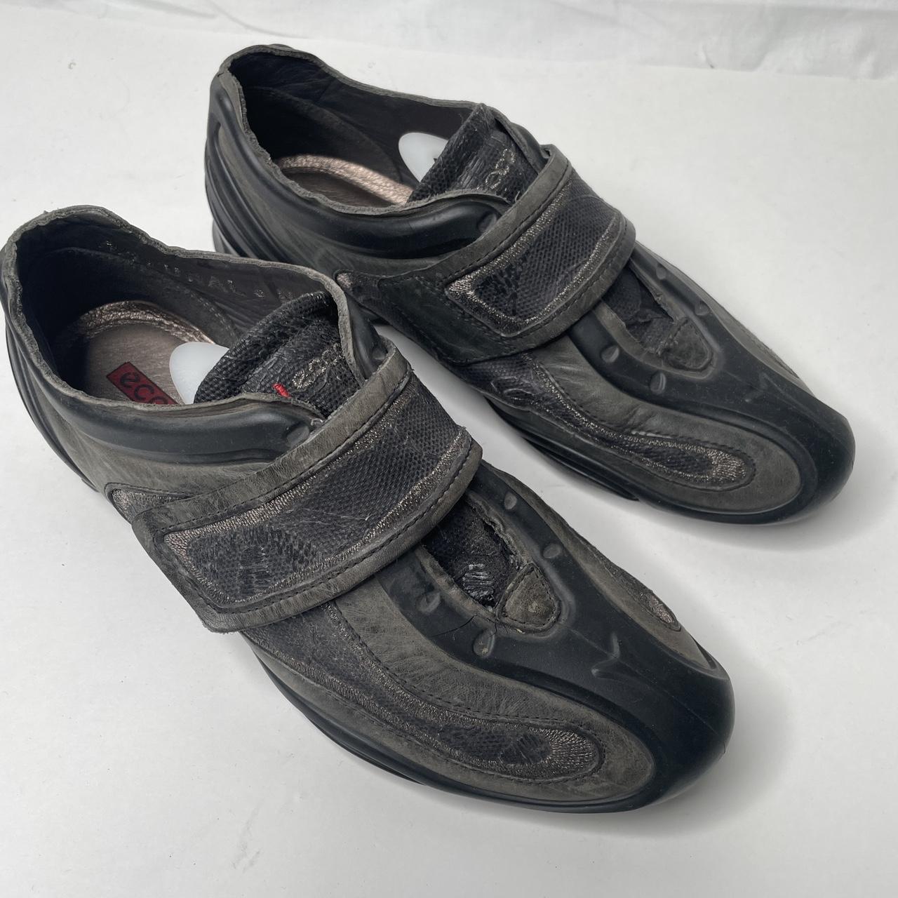 Y2K GORPCORE EMBROIDED ECCO SHOES SICK FUTURISTIC... - Depop