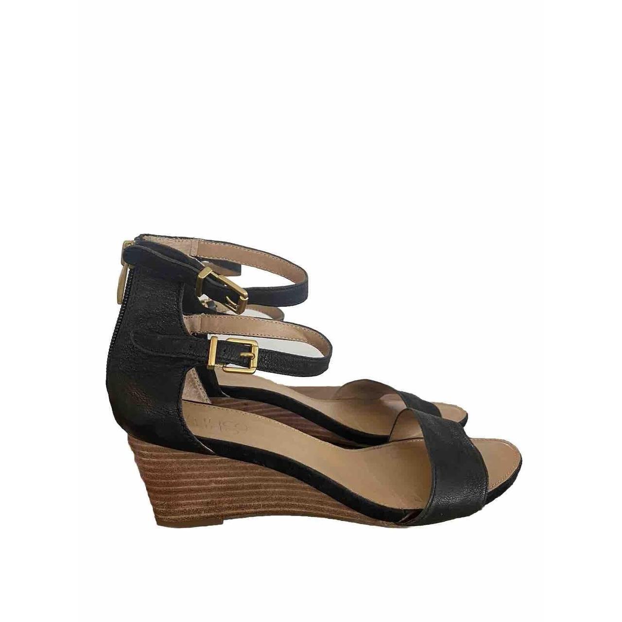 Franco Sarto Dade Wedge Black Suede Double Ankle