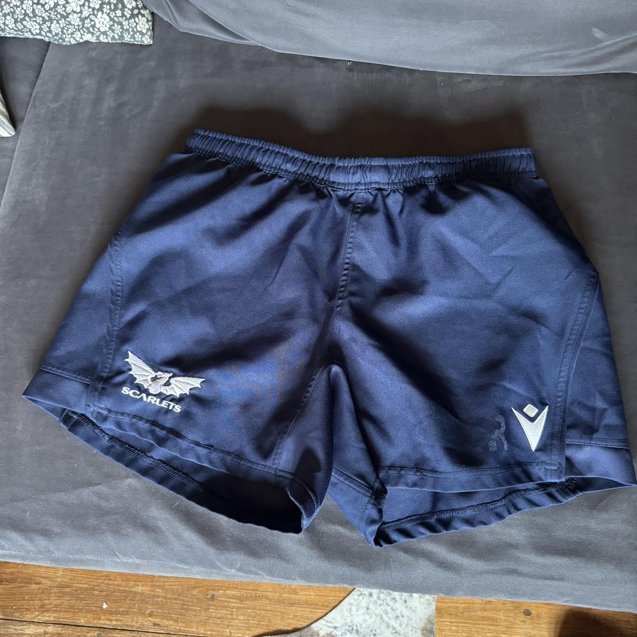 Scarlets Macron Rugby shorts Navy Size Xl Depop