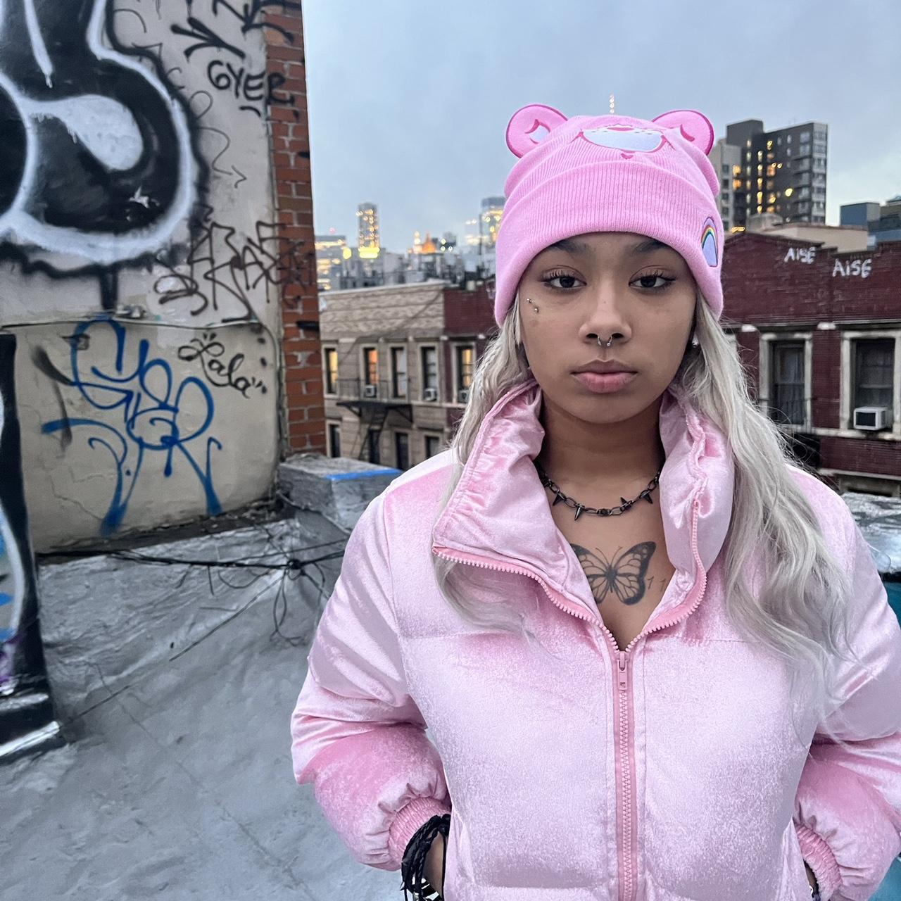 Y2k pink care bear hat :) only worn once