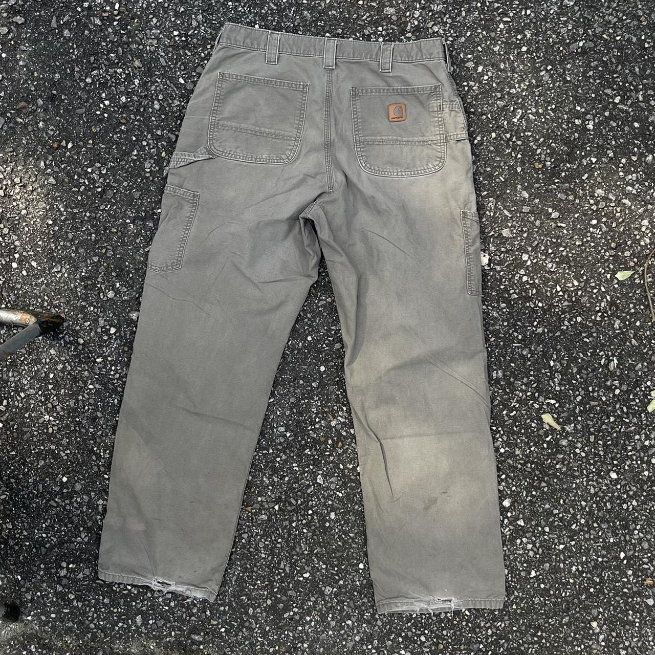 Carhartt Men's Grey and Green Trousers | Depop