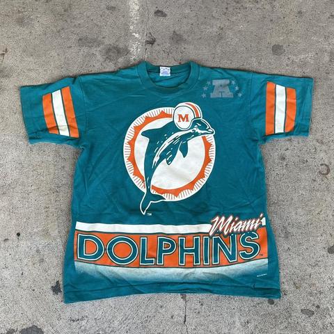 Vintage Miami Dolphins Shirt 1995 Big Logo All Over Print Salem Sportswear  S1