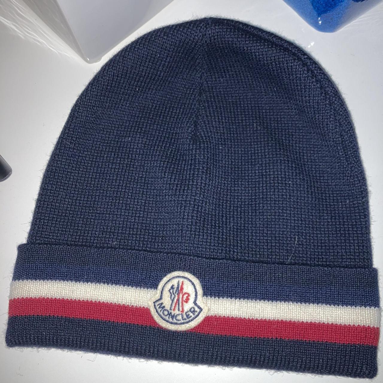 Mens navy blue moncler beanie hat. Excellent... - Depop