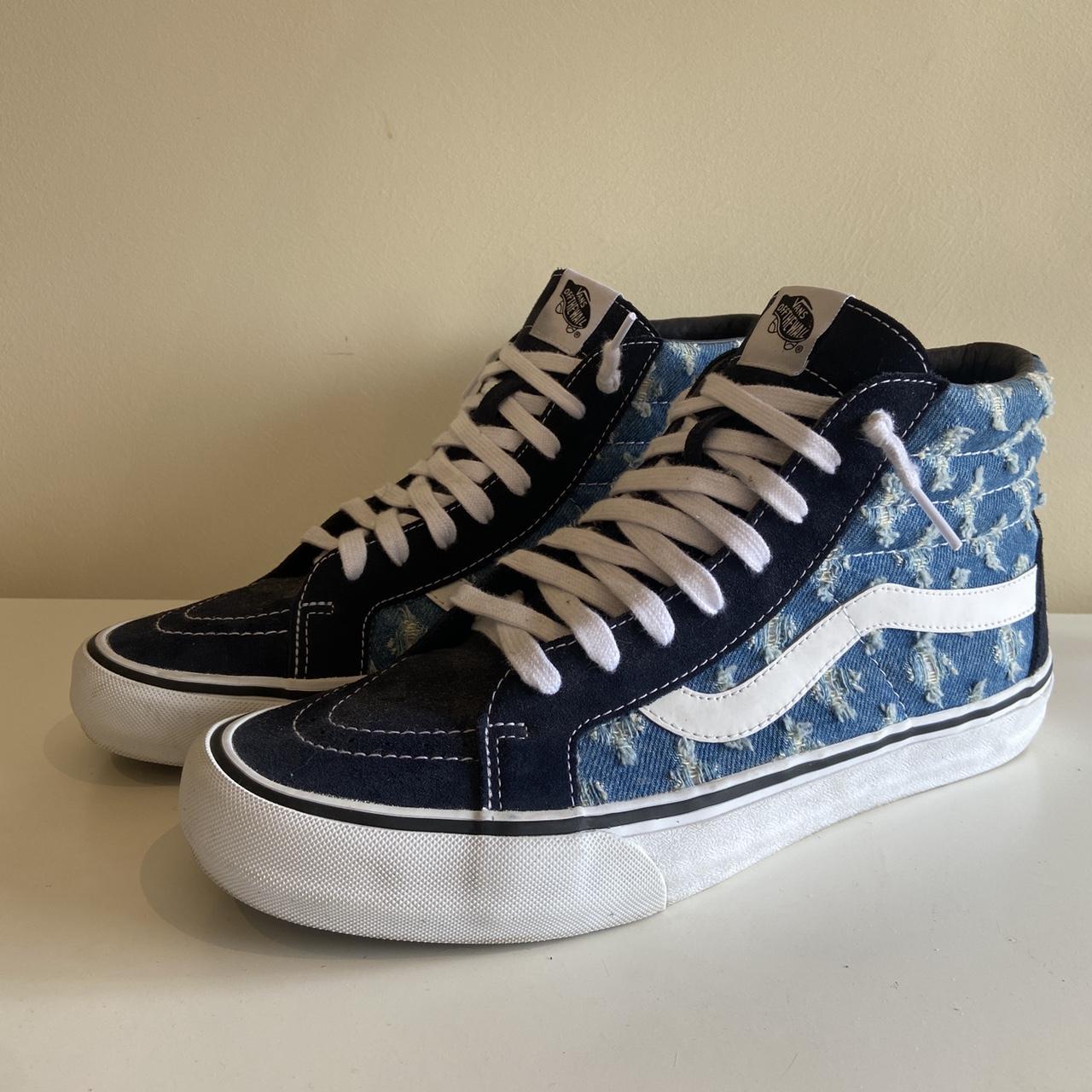 Supreme x Vans Sk8 Hi Punched Denim SS20 Price is... - Depop