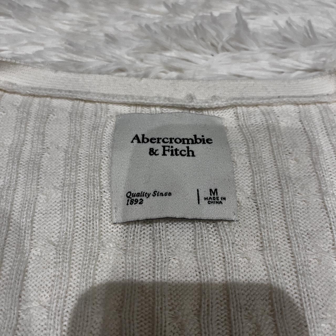 Abercrombie and Fitch White V Neck Cable Knot... Depop