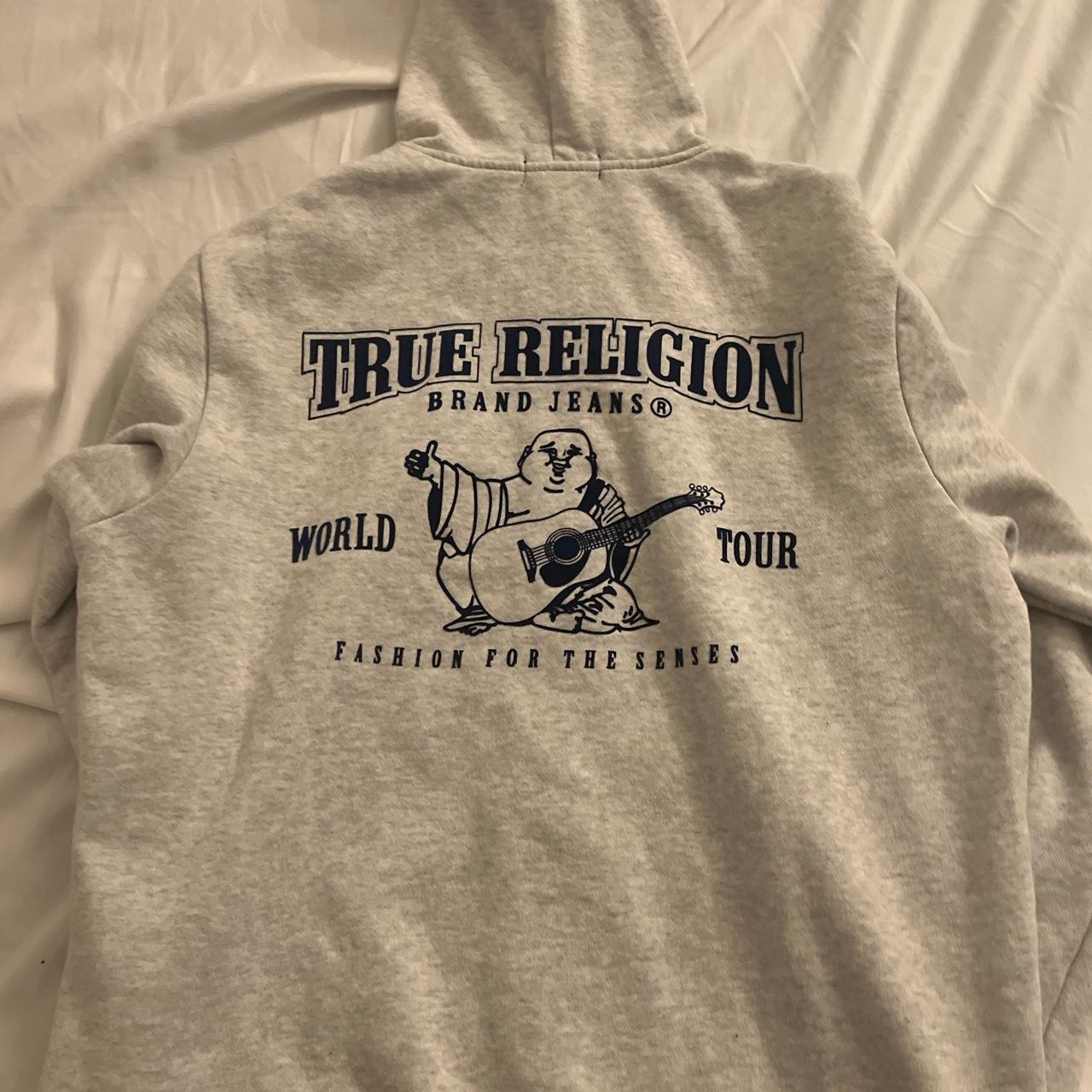 True Religion Men's Grey Hoodie | Depop