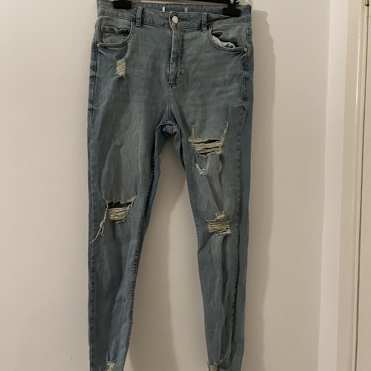 cute denim ripped jeans size uk 12 Depop