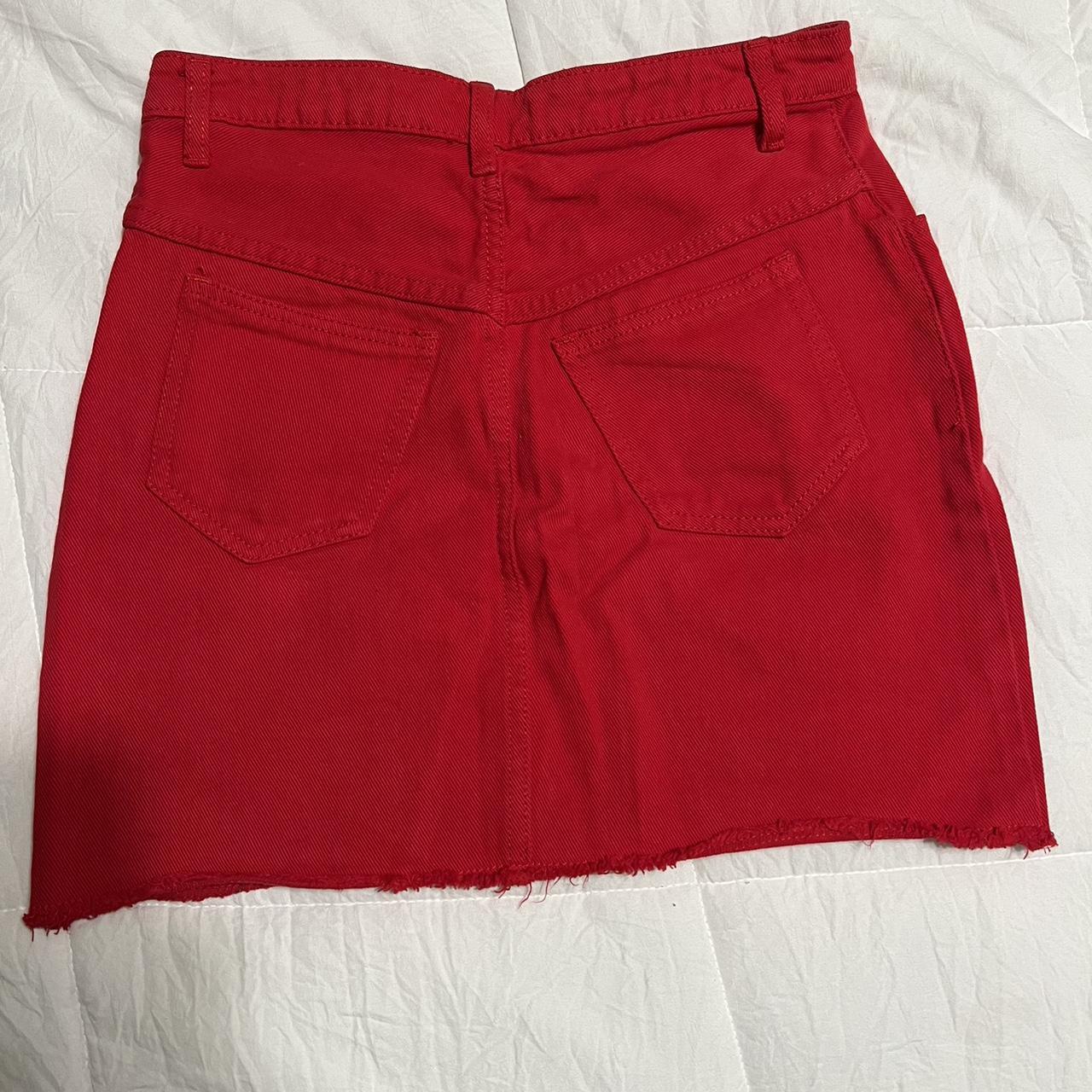 Brandy Melville Jean Skirt Size Small Color Red I... Depop