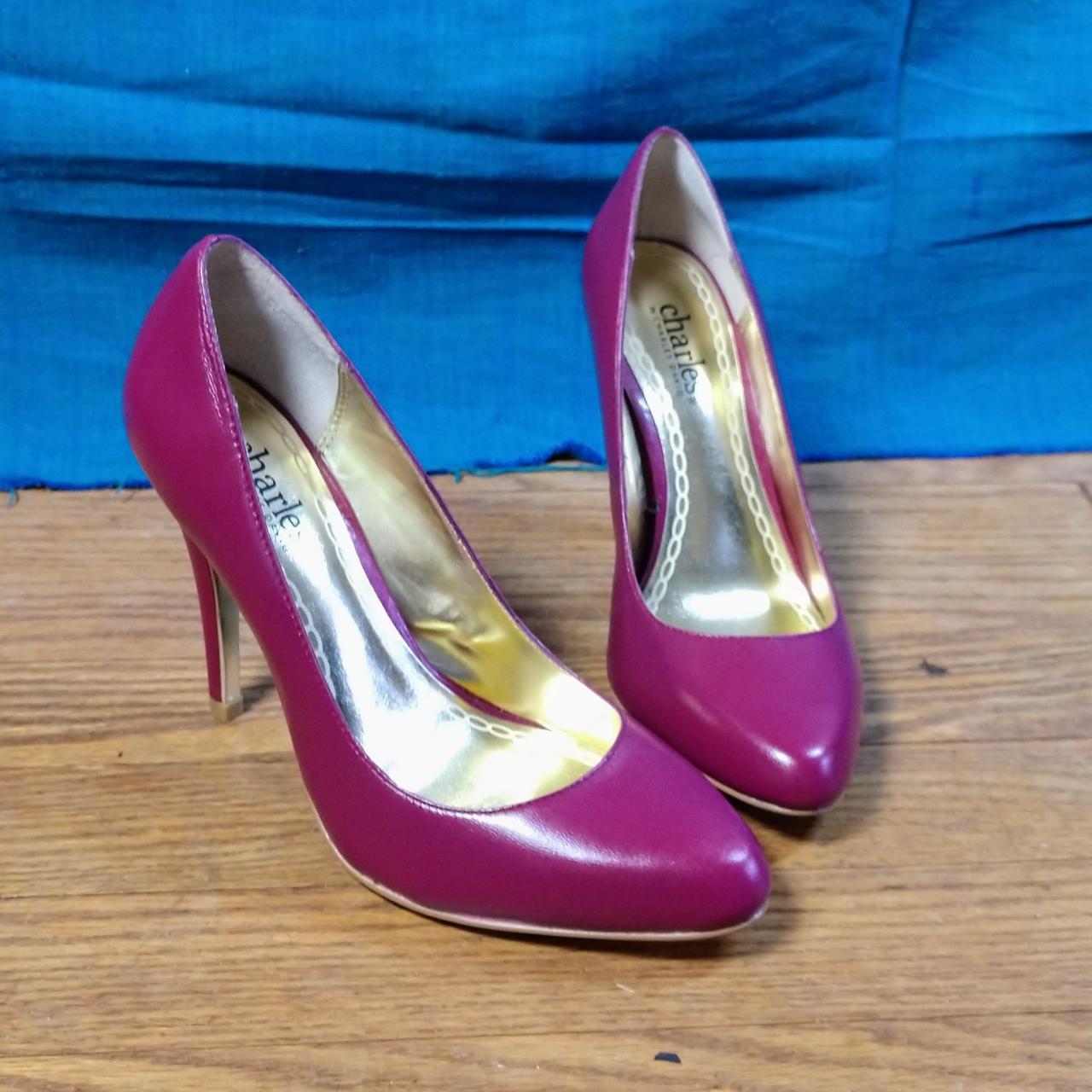 pink heels Leather High Heel Leather Pumps by... - Depop